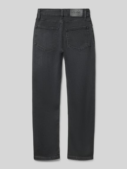 Calvin Klein Jeans Jeansy z prostą nogawką i detalem z logo Czarny 3