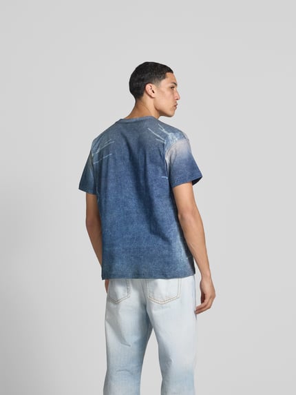 Diesel T-Shirt mit geripptem Rundhalsausschnitt Blau 5