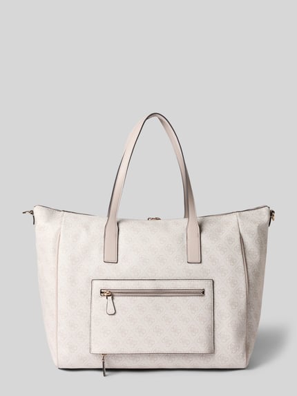Produktfoto, Tote Bag in Stepp-Optik Modell 'Latona' von GUESS in Beige mit Reißverschluss und abnehmbarem Schulterriemen, glatte Struktur