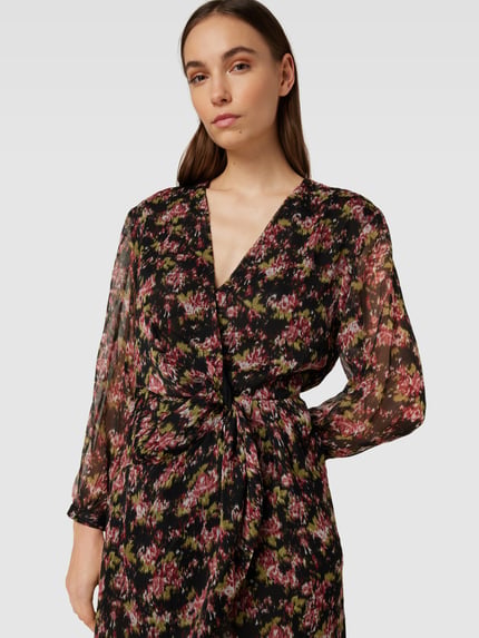 MANGO Knielanges Kleid mit floralem Allover-Muster Modell 'CAROL' Black 3