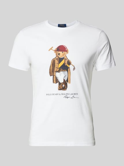Produktfoto, Regular Fit T-shirt uit puur katoen van Polo Ralph Lauren voor heren, look: effen, labelprint, ronde hals, korte mouw, recht mouw- en rompzoom, webstructuur, context: Polo Ralph Lauren Regular Fit T-shirt uit puur katoen.