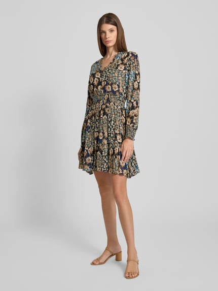 Apricot Minikleid mit V-Ausschnitt Petrol 1