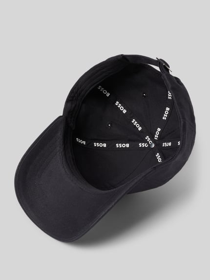Produktfoto, Basecap aus reiner Baumwolle Modell 'ZED-BOSS-ME' von BOSS, czarny twill, logo, jednolita kolorystyka, wzmocniony daszek, haftowane otwory, regulowane zapięcie, bawełna
