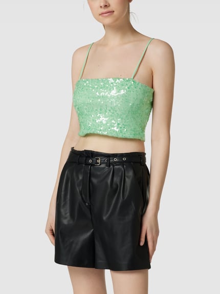 Gina Tricot Korte top met pailletten, model 'SEQUIN' Mintgroen - 4