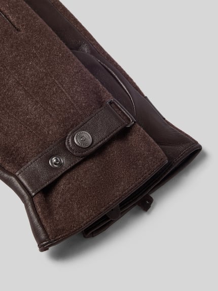 Productfoto, Handschuhe aus Viskose-Mix mit Riegel van bugatti, Heren vingerhandschoenen, viscosemix, trensje met drukknoopsluiting, bruin met zachte textuur