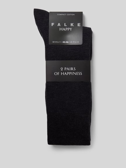 Produktfoto, Socken im 2er-Pack von FALKE für Herren, Modell Happy mit breitem Komfortbund, Baumwollmischung, verstärkte Ferse und Spitze.