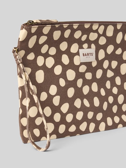 Productfoto, Clutch met logo-patch model 'Juno' van Barts, bruin met beige vlekken, katoen, ritssluiting, 31x32x1 cm