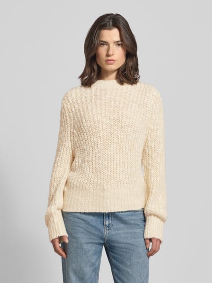 OPUS Sweter z dzianiny z dodatkiem wełny model „Palizia” Beżowy 4