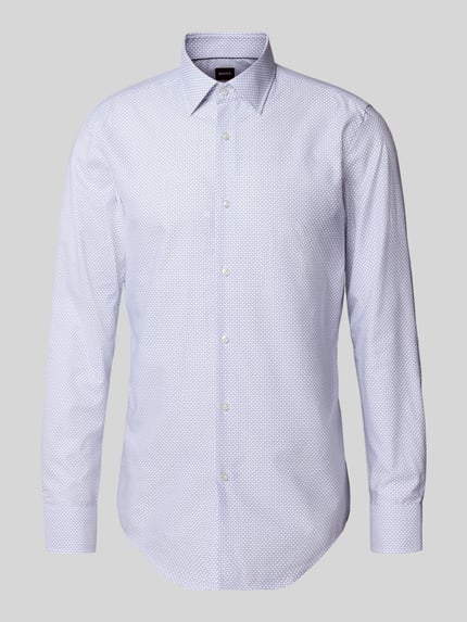 Produktfoto, Slim Fit Businesshemd aus Lyocell-Baumwoll-Mix Modell 'HANK' von BOSS, jasnoniebieski, drobny wzór, krój slim fit, Kent kołnierzyk
