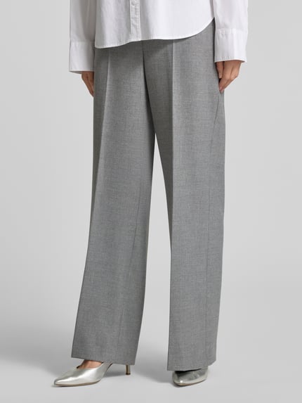 SEDUCTIVE Regular Fit Weite Hose mit Viskose-Woll-Anteil Modell 'ENIE' Hellgrau Melange 4