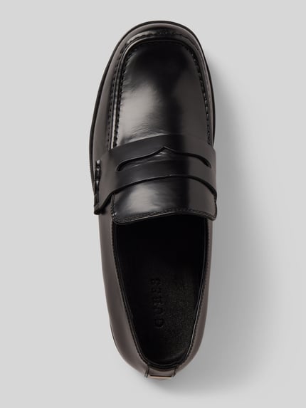 GUESS Loafers van leermix met logo-applicatie, model 'Bart' Zwart - 3