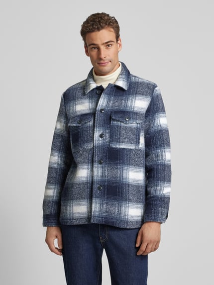 Lindbergh Overhemdjack met wol Blauw - 4