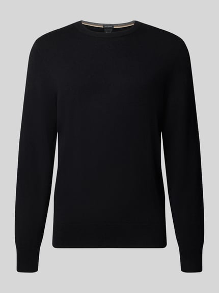 BOSS Pullover aus Wolle Kaschmir mit Rippabschlüssen Black 1