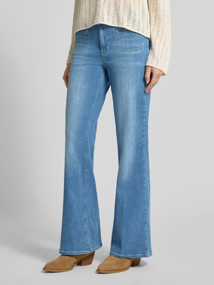 Raffaello Rossi flared fit jeans van katoenmix model 'NELLA' Lichtblauw - 4
