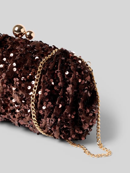 Jake*s Cocktail Clutch mit Paillettenbesatz SequinClasp Dunkelbraun 2