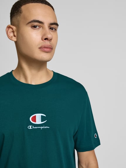 Champion T-Shirt mit Label-Stitching Dunkelgruen 3