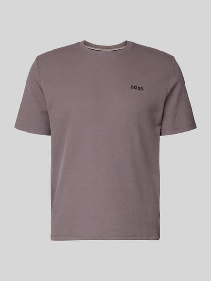 Produktfoto, Regular Fit Pyjama-Oberteil aus Baumwoll-Mix Modell 'WAFFLE' von BOSS, unifarben, Kurzarm, Piqué-Textur, Rundhalsausschnitt
