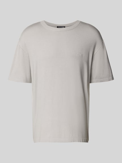 PEGADOR Oversized T-shirt met labelstitching, model 'Casan' Lichtgrijs - 2