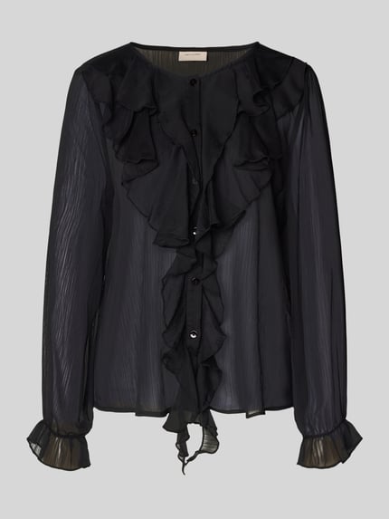 FREE/QUENT Regular fit blouse met ruches, model 'Ditte' Zwart - 2