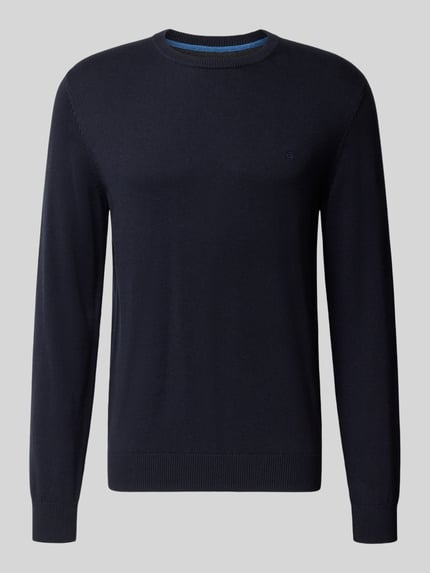 Christian Berg Men Regular Fit Strickpullover aus Baumwoll-Woll-Mix Marine 1