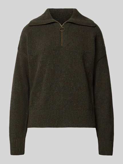 Barbour Troyer aus Wolle mit Half Zip Oliv 1