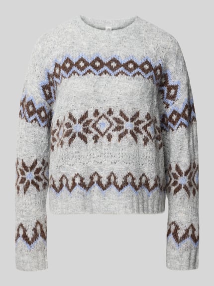 ONLY Pullover mit gerippten Abschlüssen Modell 'ONLSTOCKHOLM' Hellgrau Melange 2