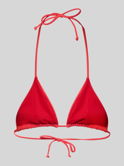 Produktfoto, Bikini-Oberteil mit Label Print Modell 'ADIC BIKINI TOP BLACK' von adidas Originals, czerwony twill, cienkie ramiączka, głęboki dekolt V, bez fiszbin, niewyściełany, jednolity kolor