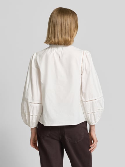 Stefanel relaxed fit blouse met ajourborduursel model 'Ajour' Offwhite - 5