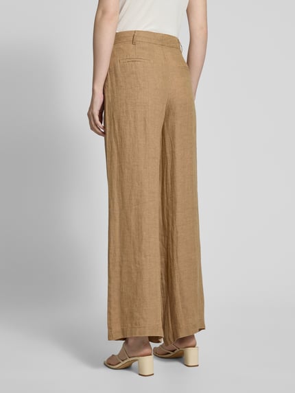 Christian Berg Woman Wide leg linnen broek met bandplooien Roodbruin - 5