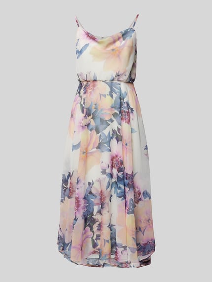Jake*s Cocktail Knielanges Cocktailkleid mit Wasserfall-Ausschnitt Ecru 2
