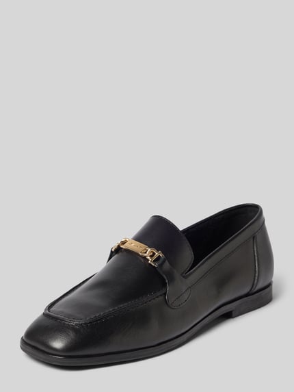 Produktfoto, Loafers aus Leder Modell 'Gimble' von Gimble in Schwarz mit Abgerundete-Spitze, Label-Applikation, Schlupfform, Absatzhöhe 2 cm, Schafthöhe 6 cm, Schaftweite 9 cm