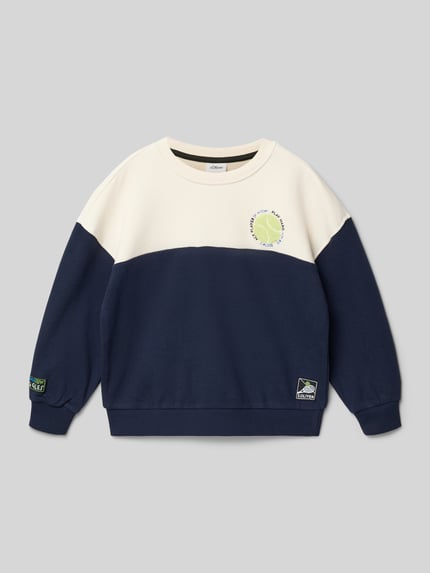 Produktfoto, Relaxed Fit Sweatshirt aus Baumwoll-Mix von s.Oliver RED LABEL, dwukolorowy, naszywka z logo, wyhaftowany motyw, dzianina dresowa