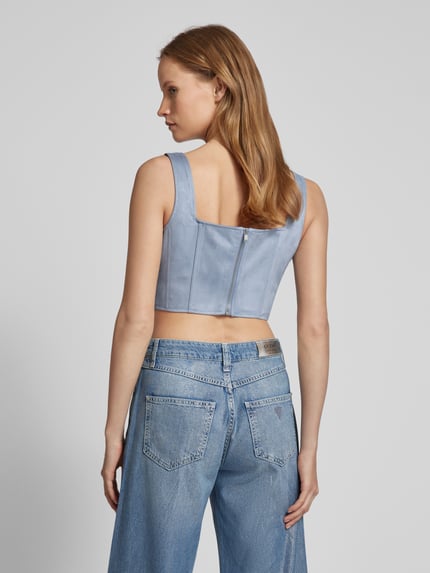 GUESS Crop Top mit Karree-Ausschnitt Modell 'ORIOLA' Jeansblau 5