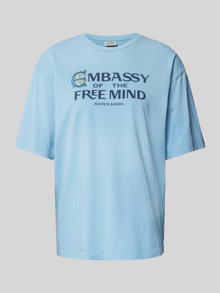 Scotch & Soda T-shirt z nadrukiem z napisem i logo Szaroniebieski 2
