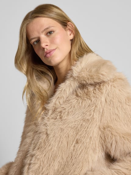 NOISY MAY® Webpelzjacke mit Reißverschluss Modell 'EVIE' Beige 3