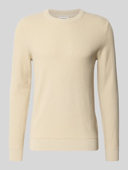 Lindbergh Strickpullover mit Strukturmuster und Rundhalsausschnitt Sand 2