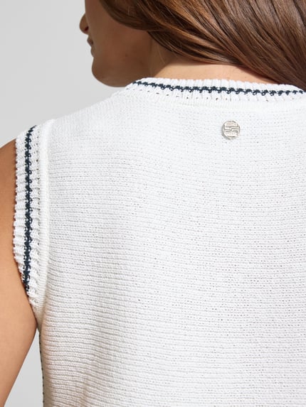 Marc Cain Tricotjurk met ronde hals en contraststrepen Wit - 3