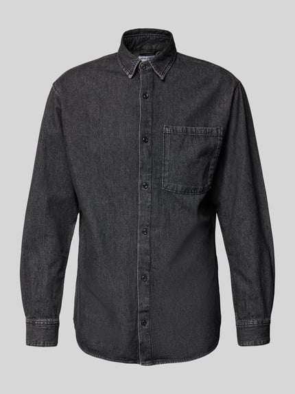 JACK & JONES Regular Fit Jeanshemd mit Brusttasche Modell 'CREEK' Dunkelgrau 2