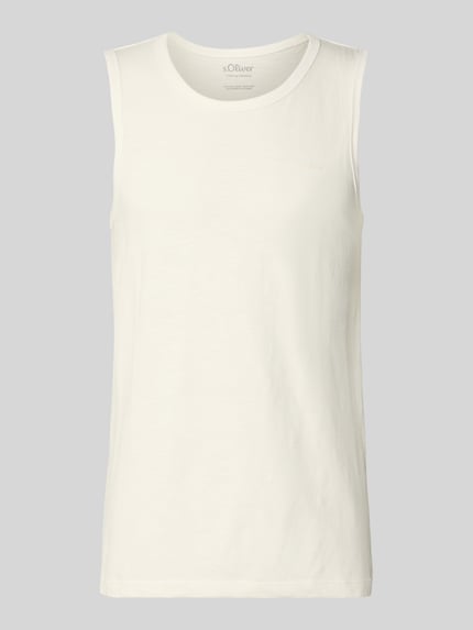 Produktfoto, Regular Fit Tank Top aus reiner Baumwolle von s.Oliver RED LABEL, Optik: Unifarben, Label-Print, Flammgarn-Struktur, U-Ausschnitt, breite Träger