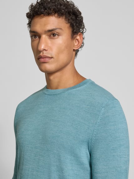 Christian Berg Men Regular Fit Pullover aus Woll-Mix Schilf Melange 3