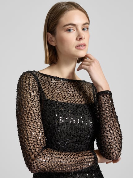 LeGer Mini-jurk met pailletten, model 'Lino' Zwart - 3