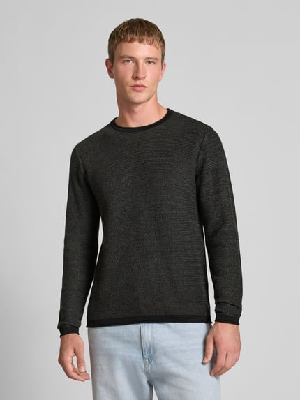 ONLY & SONS Regular Fit Strickpullover aus reiner Baumwolle Modell 'ERIC' Anthrazit Melange 4