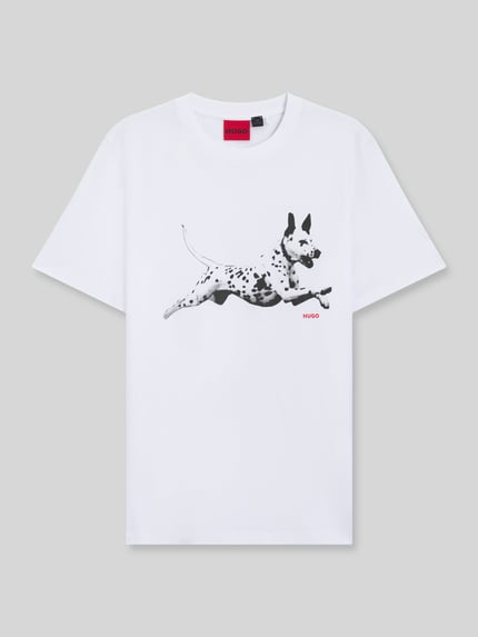 HUGO męski t-shirt o kroju regular fit z czystej bawełny Biały 2