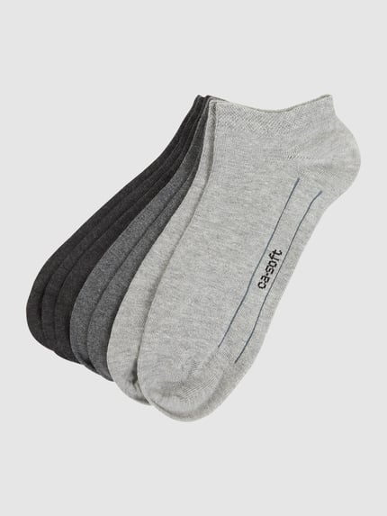 camano Sneakersocken mit Rippenbündchen im 7er-Pack Modell 'Soft' Hellgrau 1