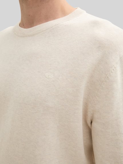 Tom Tailor Regular Fit Pullover aus reiner Baumwolle Offwhite 3