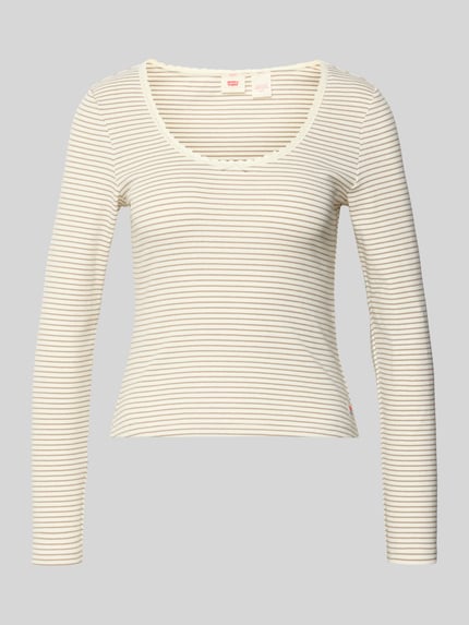 Levi's® 300 Slim Fit Langarmshirt aus Baumwoll-Mix Offwhite 1