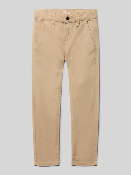 Produktfoto, Slim Fit Chino aus Baumwoll-Mix Modell 'BRAD' von s.Oliver RED LABEL, beige, schmale Passform, feine Webstruktur, seitliche Eingrifftaschen