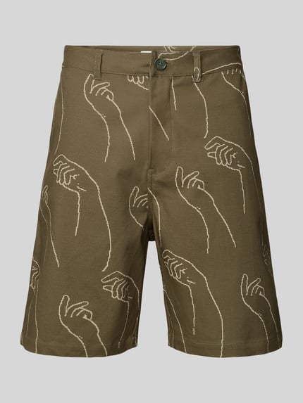 Wood Wood Korte regular fit broek met steekzakken, model 'fallon' Olijfgroen - 2