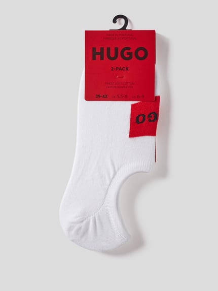 HUGO Skarpetki stopki z nadrukiem z logo w zestawie 2 szt. Biały 3