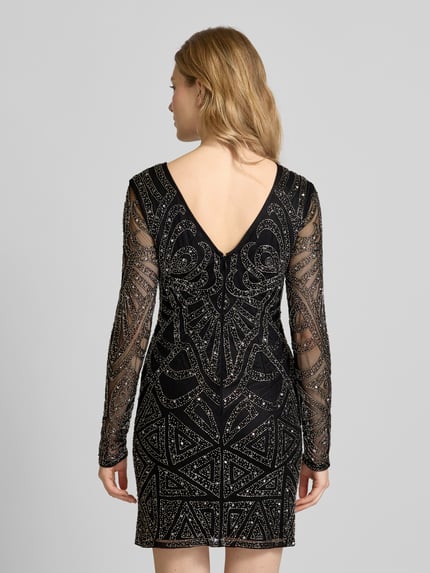 Lace & Beads Sukienka koktajlowa obszyta perełkami Czarny 5